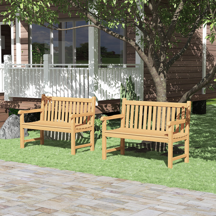 Wooden bench set online garden